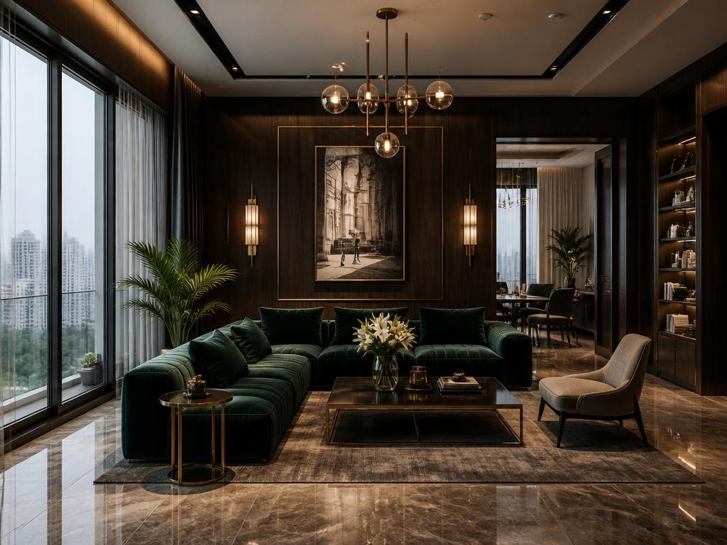 Photorealistic AI render of a luxury living interior in Dhaka